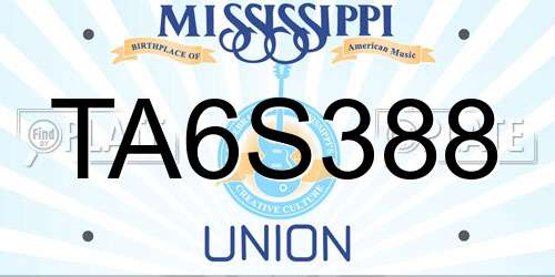 TA6S388 Mississippi License Plate