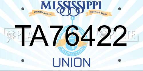 TA76422 Mississippi License Plate