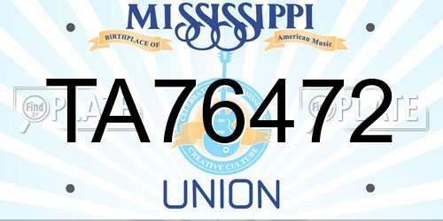 TA76472 Mississippi License Plate