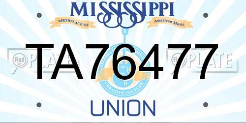 TA76477 Mississippi License Plate