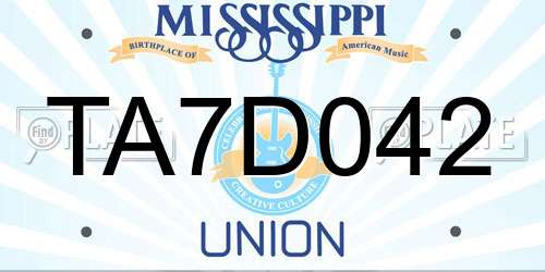 TA7D042 Mississippi License Plate