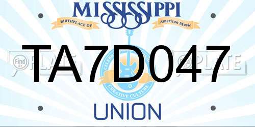 TA7D047 Mississippi License Plate