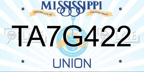 TA7G422 Mississippi License Plate
