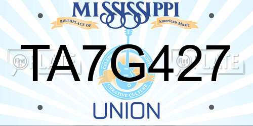 TA7G427 Mississippi License Plate