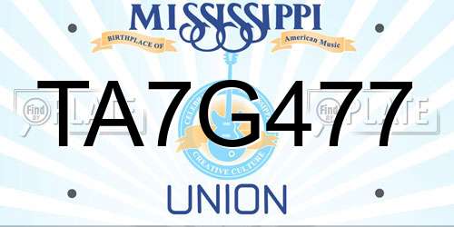 TA7G477 Mississippi License Plate