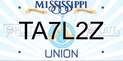 TA7L2Z Mississippi License Plate
