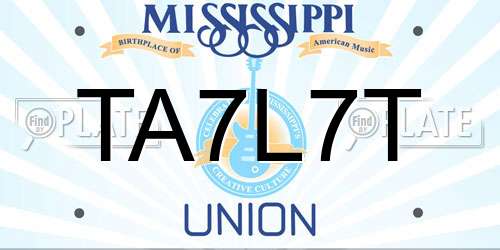 TA7L7T Mississippi License Plate