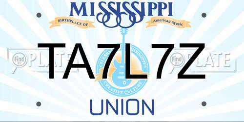 TA7L7Z Mississippi License Plate