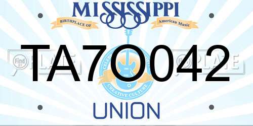 TA7O042 Mississippi License Plate