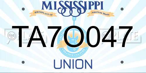 TA7O047 Mississippi License Plate