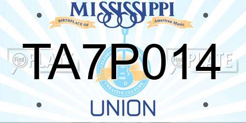 TA7P014 Mississippi License Plate