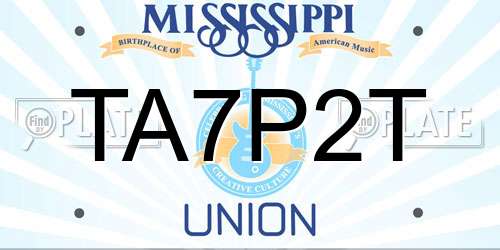 TA7P2T Mississippi License Plate