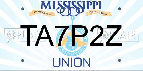 TA7P2Z Mississippi License Plate