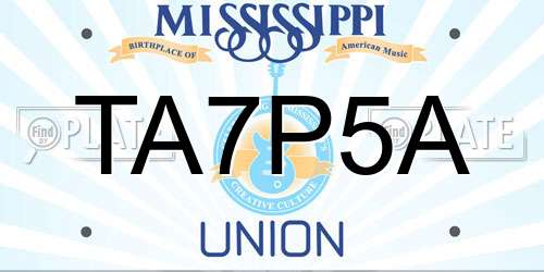 TA7P5A Mississippi License Plate