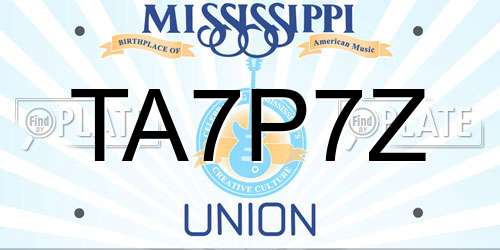 TA7P7Z Mississippi License Plate