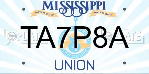 TA7P8A Mississippi License Plate