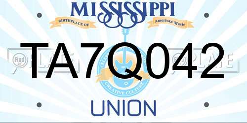 TA7Q042 Mississippi License Plate
