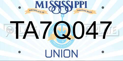 TA7Q047 Mississippi License Plate
