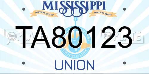 TA80123 Mississippi License Plate