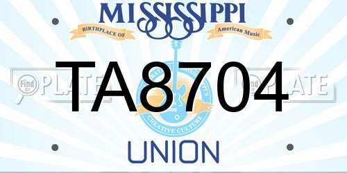 TA8704 Mississippi License Plate