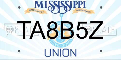 TA8B5Z Mississippi License Plate