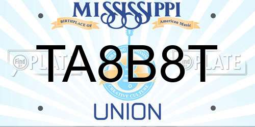 TA8B8T Mississippi License Plate