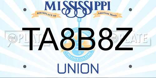 TA8B8Z Mississippi License Plate