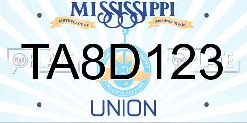 TA8D123 Mississippi License Plate