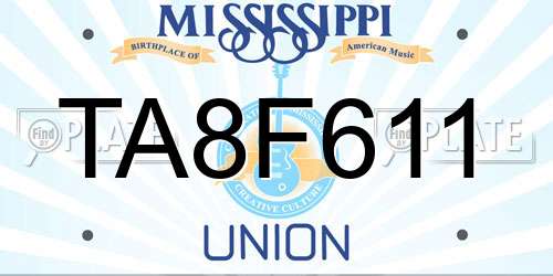 TA8F611 Mississippi License Plate