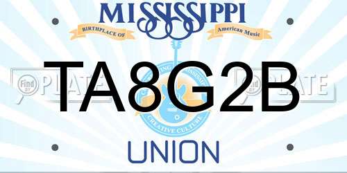 TA8G2B Mississippi License Plate