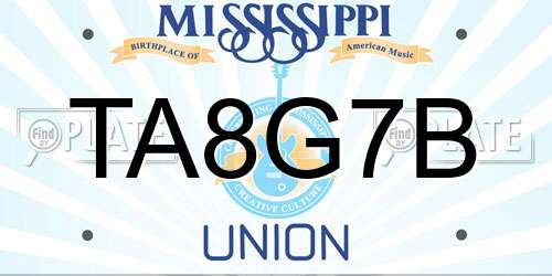 TA8G7B Mississippi License Plate
