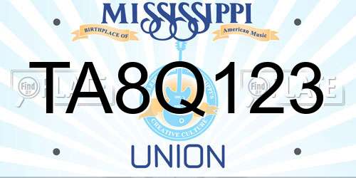 TA8Q123 Mississippi License Plate