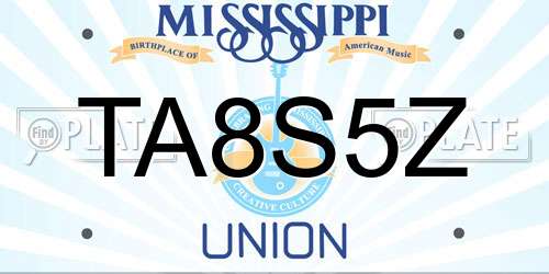 TA8S5Z Mississippi License Plate