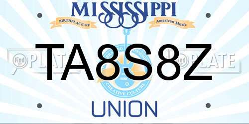 TA8S8Z Mississippi License Plate