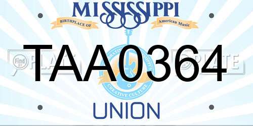 TAA0364 Mississippi License Plate