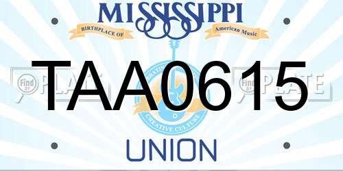 TAA0615 Mississippi License Plate