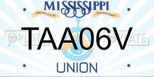 TAA06V Mississippi License Plate
