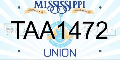 TAA1472 Mississippi License Plate