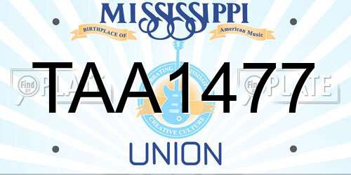 TAA1477 Mississippi License Plate
