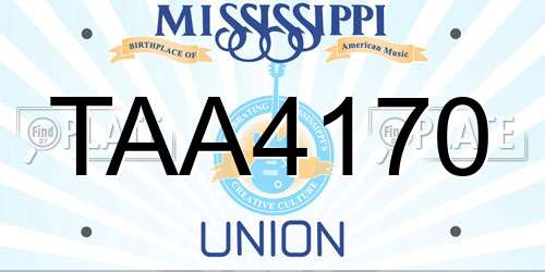 TAA4170 Mississippi License Plate