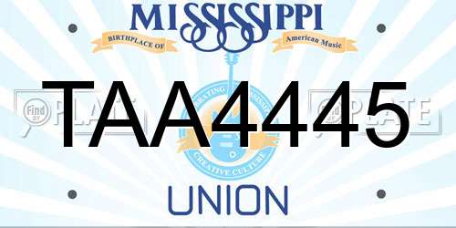 TAA4445 Mississippi License Plate