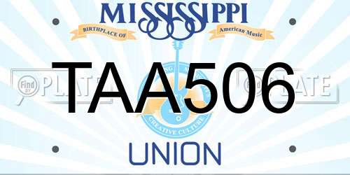 TAA506 Mississippi License Plate