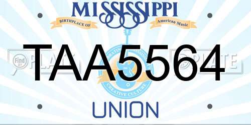 TAA5564 Mississippi License Plate