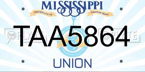 TAA5864 Mississippi License Plate