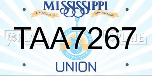 TAA7267 Mississippi License Plate