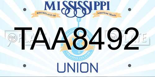 TAA8492 Mississippi License Plate