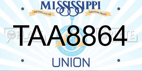 TAA8864 Mississippi License Plate