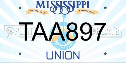 TAA897 Mississippi License Plate