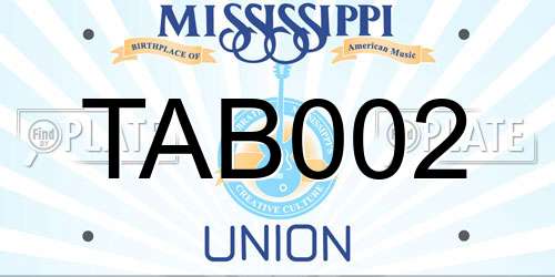 TAB002 Mississippi License Plate