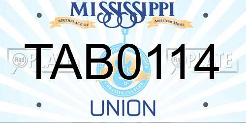 TAB0114 Mississippi License Plate